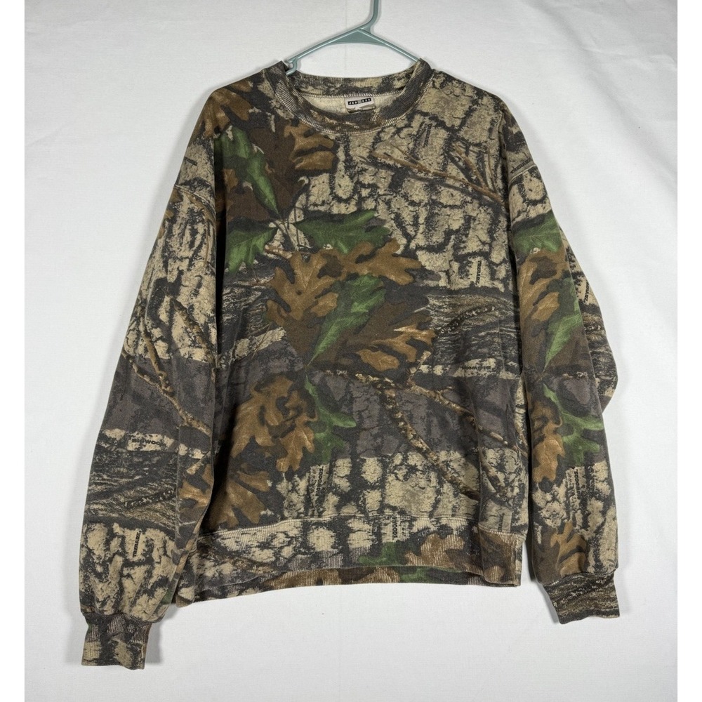 VTG Jerzees Outdoors Sweatshirt Mens Large Camo Mossy Oak Grunge Crewneck USA
